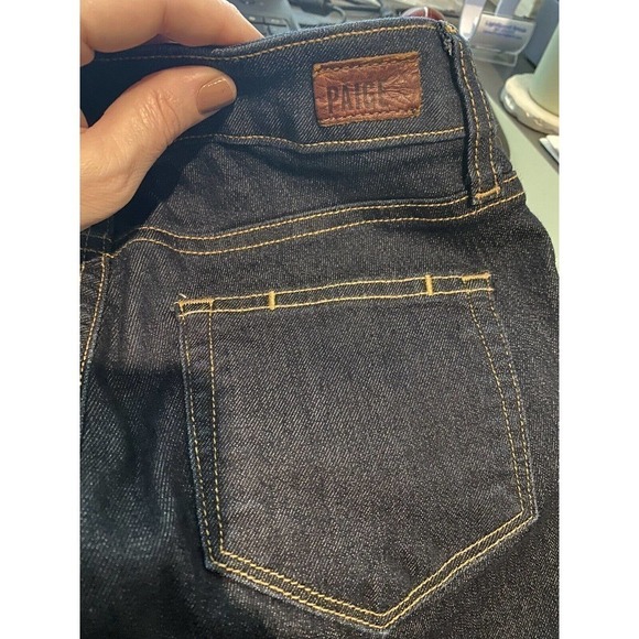 Paige Indio Skinny Jeans Dark Denim Wash 26 Zip Zipper Pockets Stretch Cotton - Picture 9 of 11